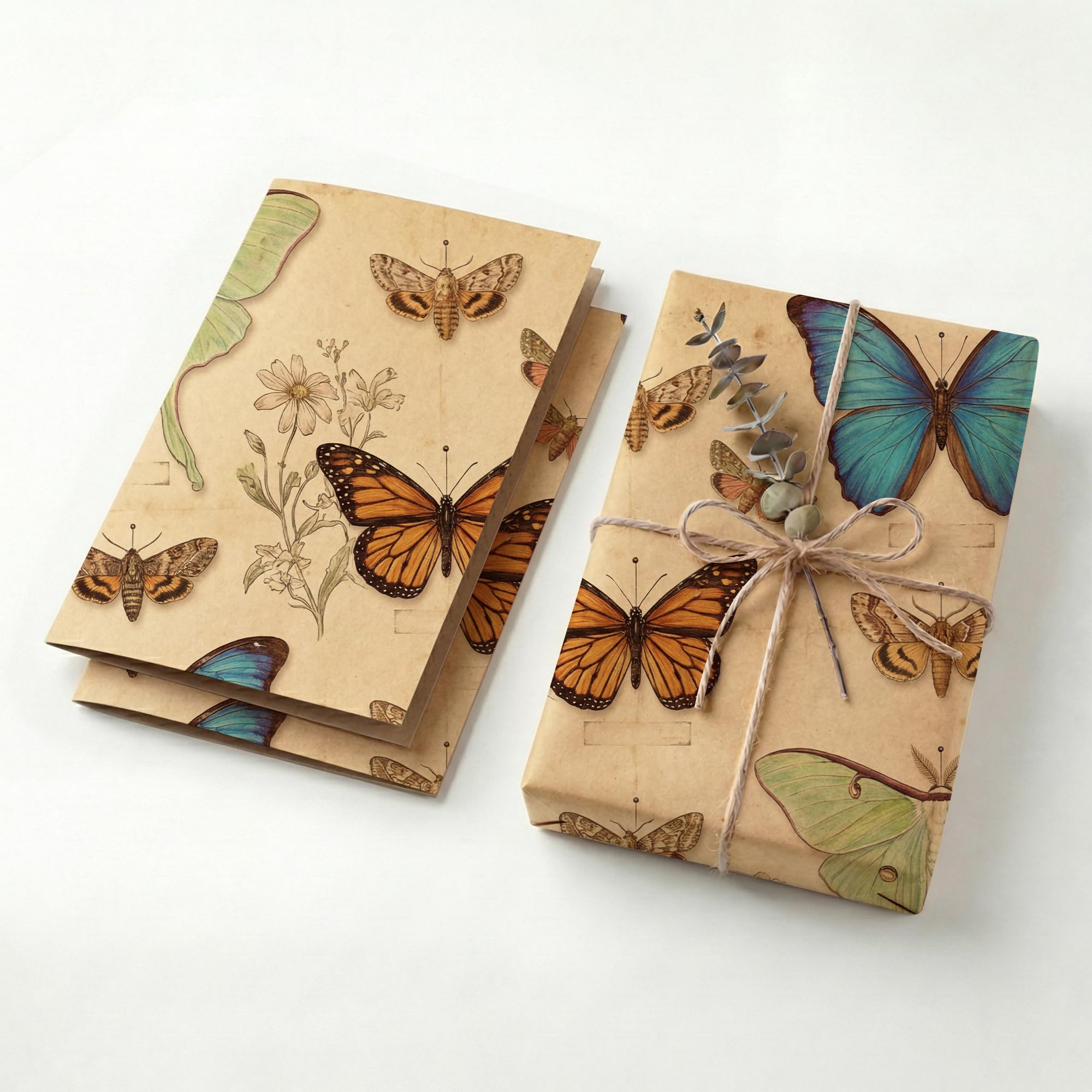 SHSEEN Butterfly Moth Wrapping Paper, 19.6 x 27.5 in, 2 Sheets — image 1