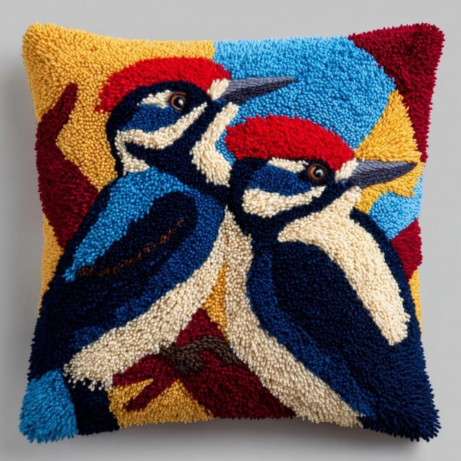 Wallustrioaw Woodpeckers Latch Hook Cushion Kits 43X43cm,