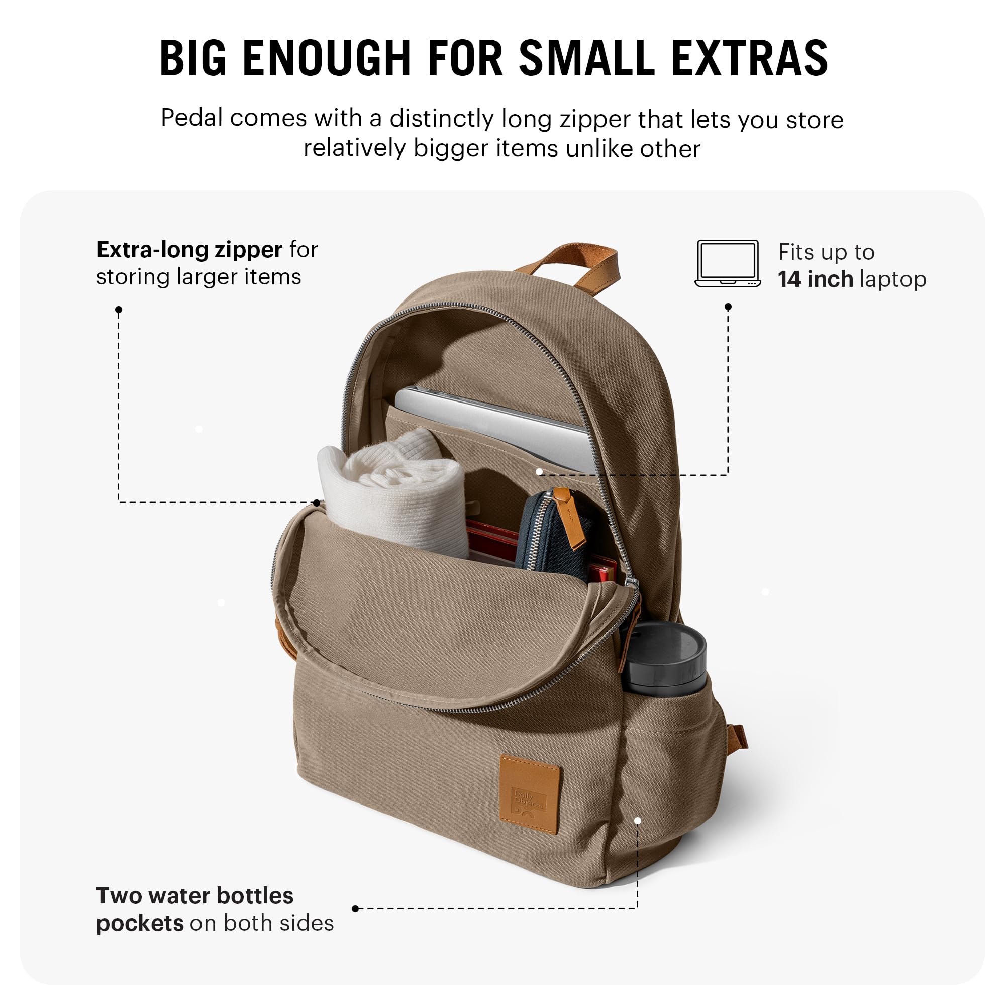 DailyObjects Pedal Everyday Casual Laptop Backpack Compatible with upto 14 inch Laptop | Unisex Travel Backpack | Made of Durable Canvas Material | Zippered Compartments with Pockets — Amazon image 6