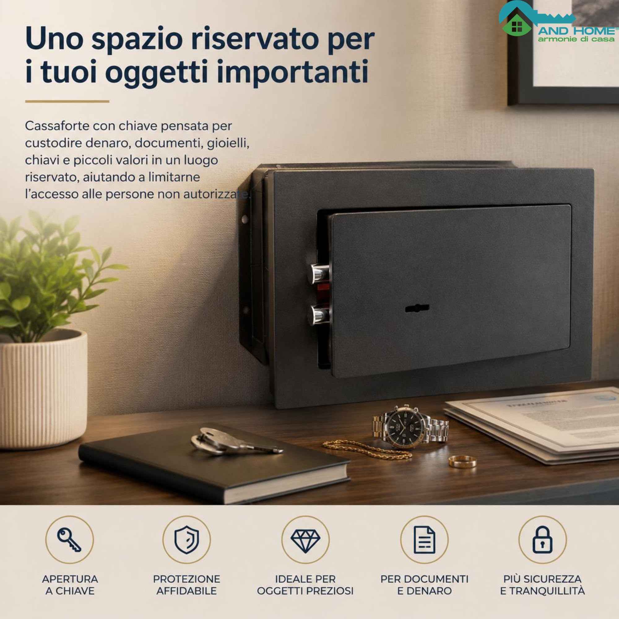 Cassaforte a Muro con Chiave (21 x 31 x 15) - Acciaio Speciale