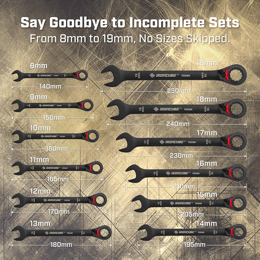 RickOwensFOGPOCKET★46★RR01C4724CVSL ironcube Reversible Ratcheting Wrench Set: 12-Piece Metric 8