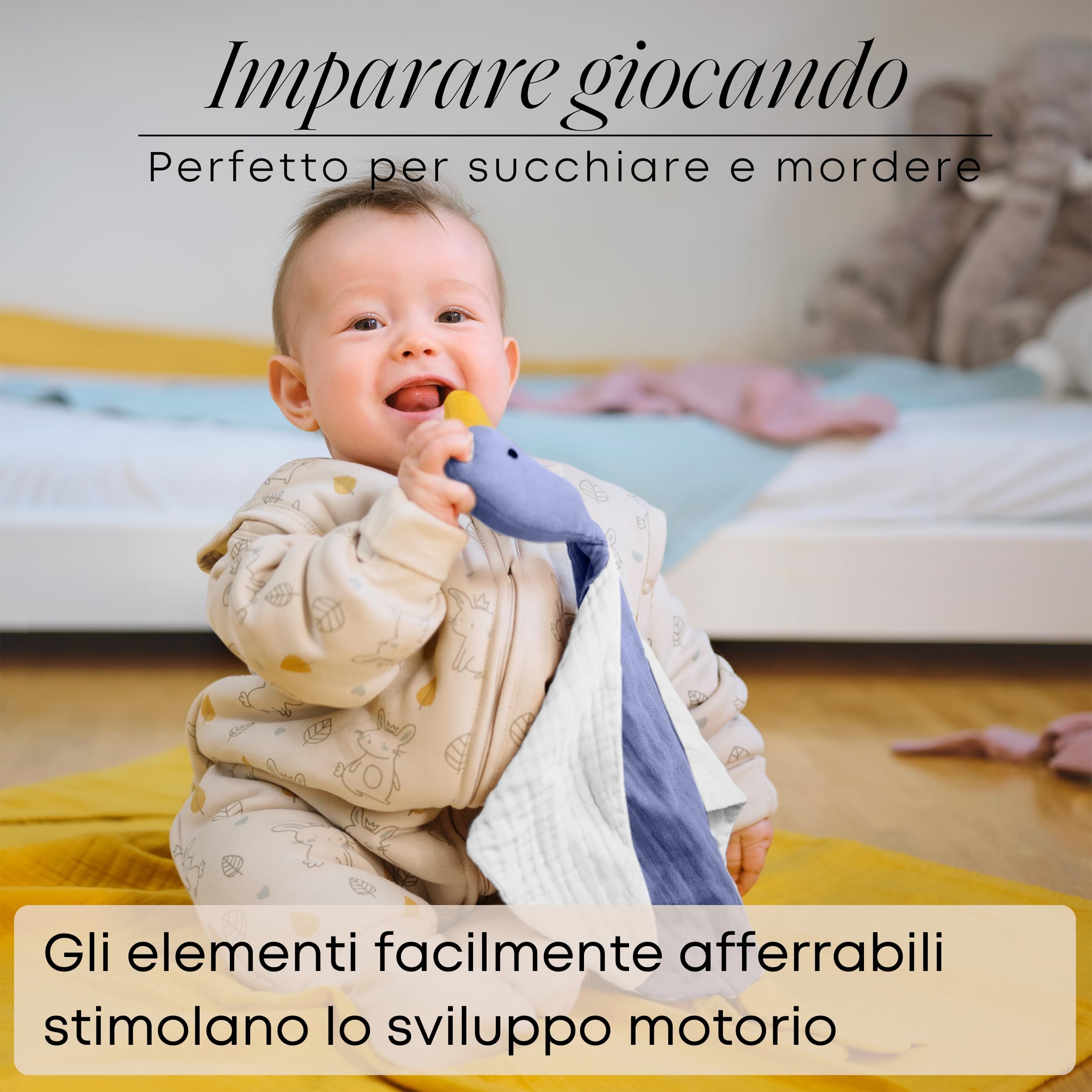 Oeko-TEX - Peluche anatra 4 strati, extra morbido, per neonati, ragazzi e ragazze, lavabile