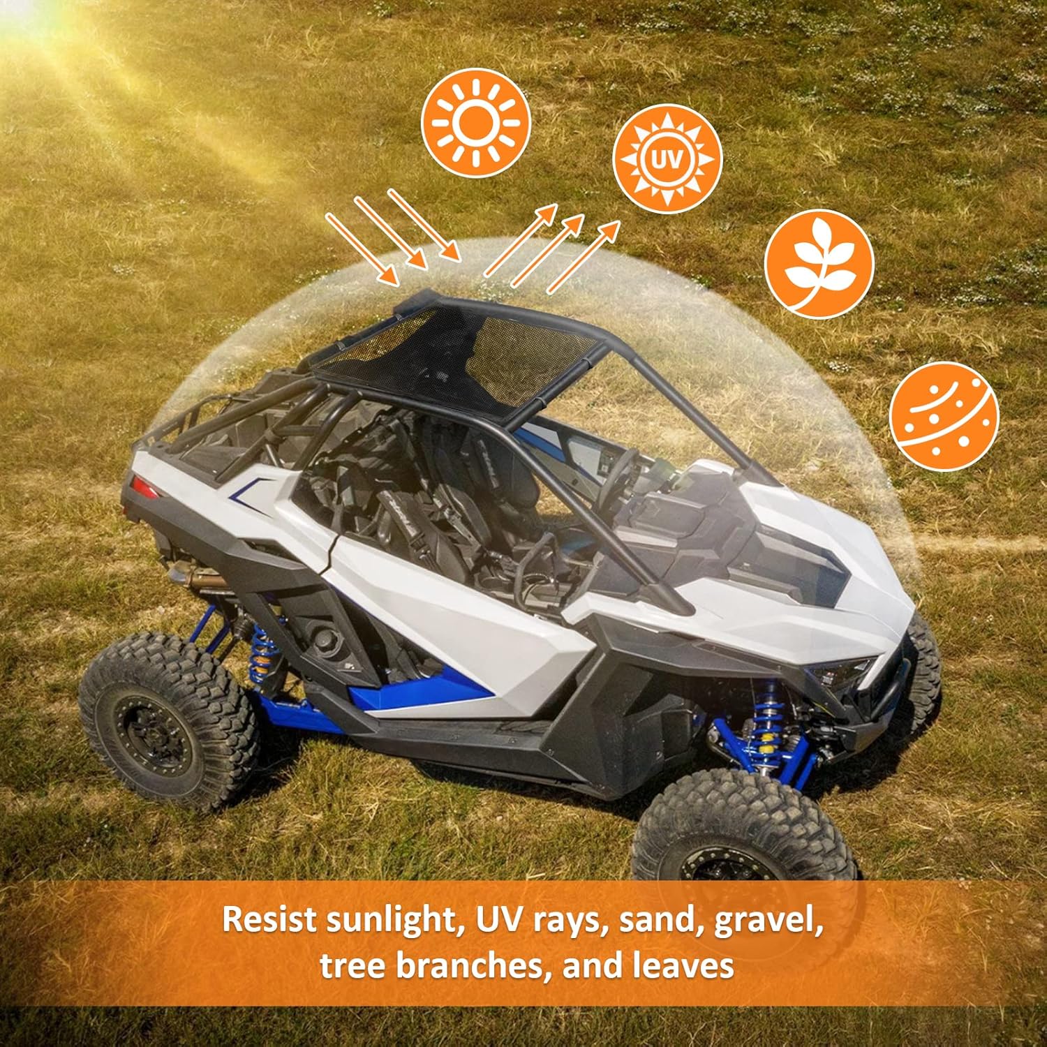 WeiSen Soft Top Window Nets Top Window Mesh Shade Shield Cover Sun Protection Compatible with Polaris 2022-2024 RZR PRO R