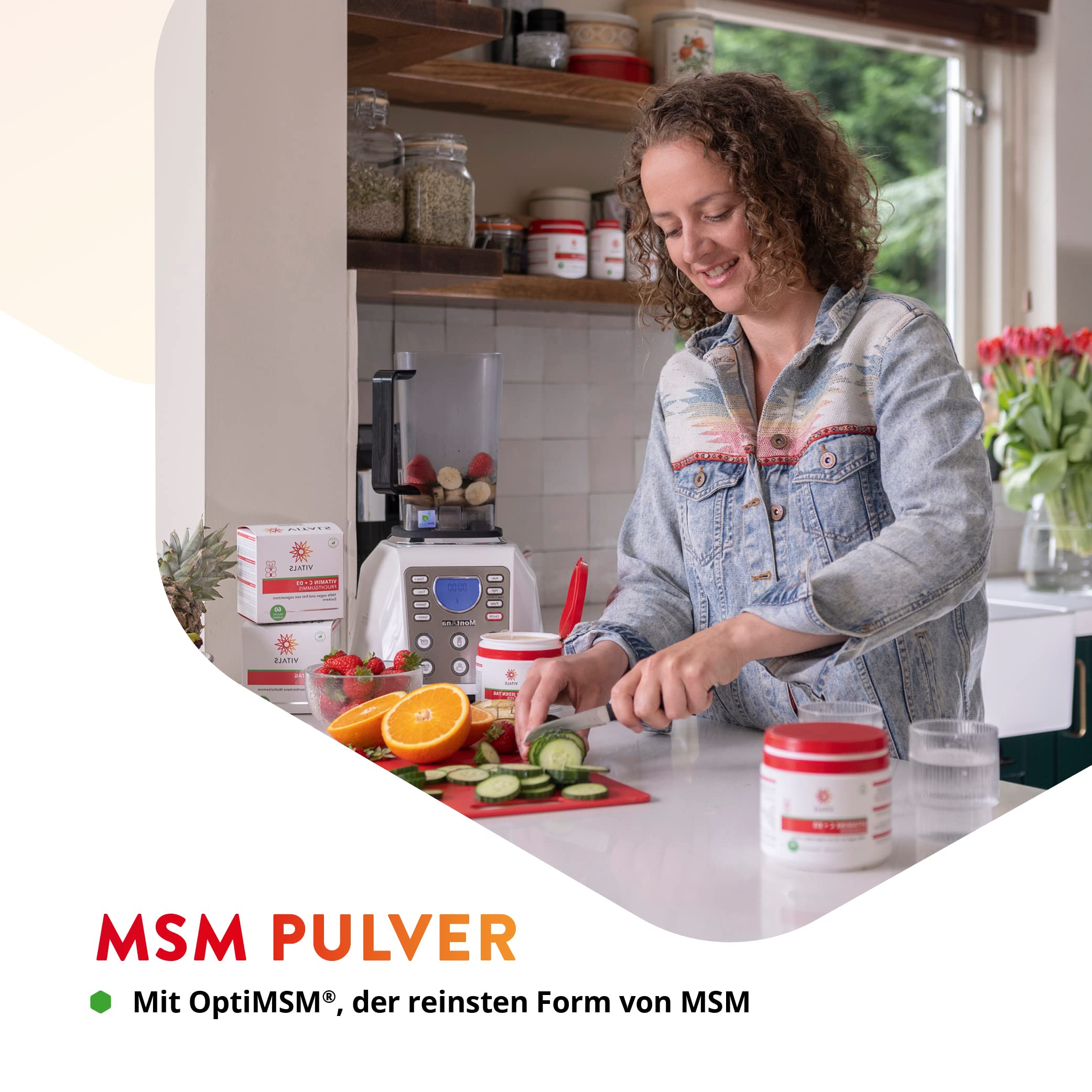 Vitals - MSM Pulver 500 Gramm mit OptiMSM, der reinsten Form von MSM. 100% reines OptiMSM, ohne Zusatzstoffe. 100% Vegan. Am meisten in Wissenschaft und Forschung eingesetzt