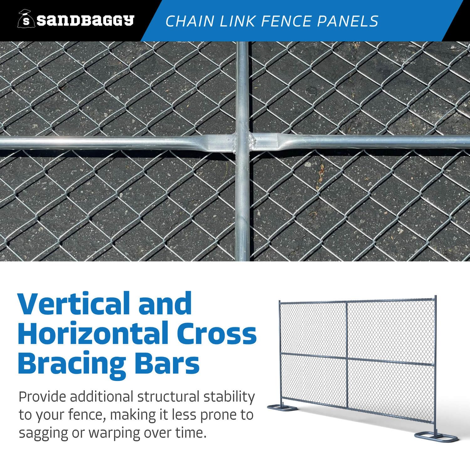 Amazon.com: Sandbaggy 6 ft x 8 ft Temporary Chain Link Fence Panel  (Galvanized) - 12 Gauge Wire - Construction Barrier (6 ft x 8 ft, 20) :  Industrial & Scientific