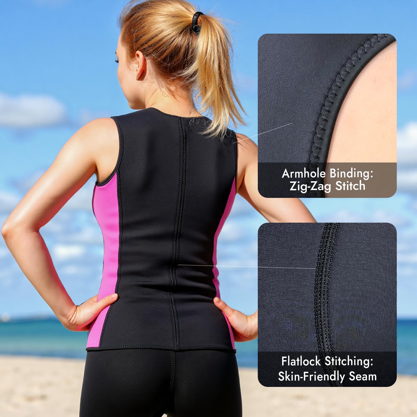 Neoprenanzüge für Männer und Frauen 3 mm Neopren-Weste Ärmellose Neoprenanzüge Jacke, Neoprenanzug-Oberteil zum Tauchen, Kajakfahren und Surfen