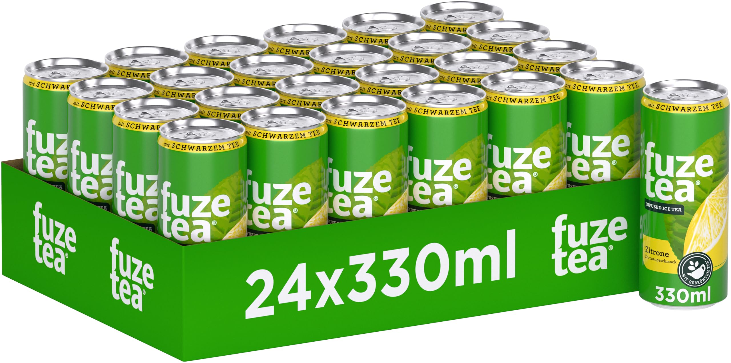 Fuze Tea Schwarzer Tee Zitrone - Erfrischungsgetränk mit gebrühtem Schwarztee und Zitronengeschmack - Eistee aus nachhaltigem Anbau - Eisteegetränk in Einweg Dosen (24 x 330 ml)