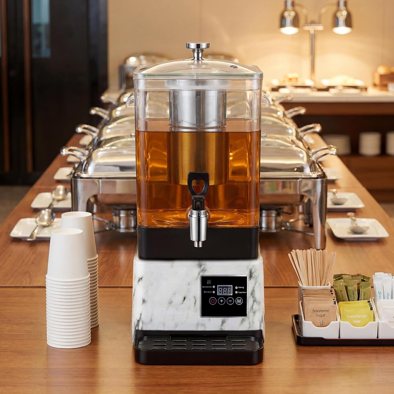 Tea Maker Machine, 10L 65 Cups Multi Functional Tea Dispenser Pot with Removable Infuser, Hot Water Urn for Flower Blooming & Iced Tea Maker, Catering Large Drink Dispenser, Commercial Tea Urn