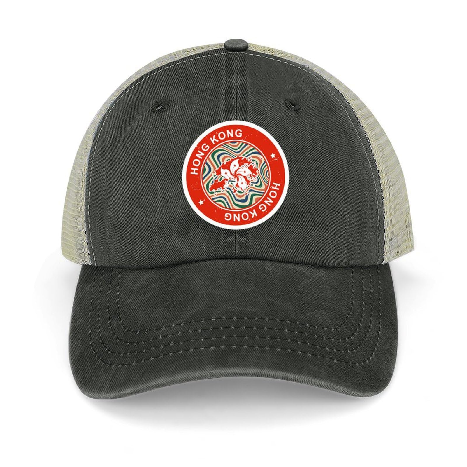 Yelolyio Hong Kong Flag Map Baseball Caps Hong Kong Cotton Caps Sun Hat Patriotic Caps Men's and Women's Hats Mesh Caps Outdoor Sports Caps Spring Summer black