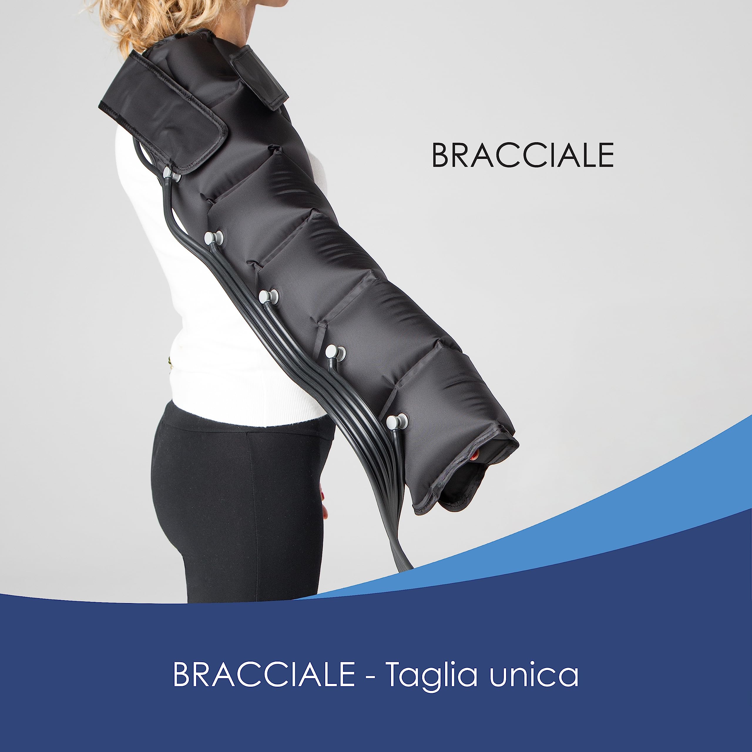 Dinamicamed ® Premium 6.0 Pressoterapia Linfodrenaggio Professionale Digitale Compact, Pressoterapia per Casa con 6 Programmi, Massaggio Linfodrenante 6 Camere Gambali XL, Fascia Addome e Bracciale