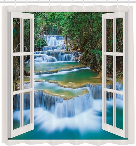 Miniatura 2 de Cortina de regadera Home Decorators para el baño, moderna, con estilo de fotografía artística y con diseño tropical de una isla paradisíaca con