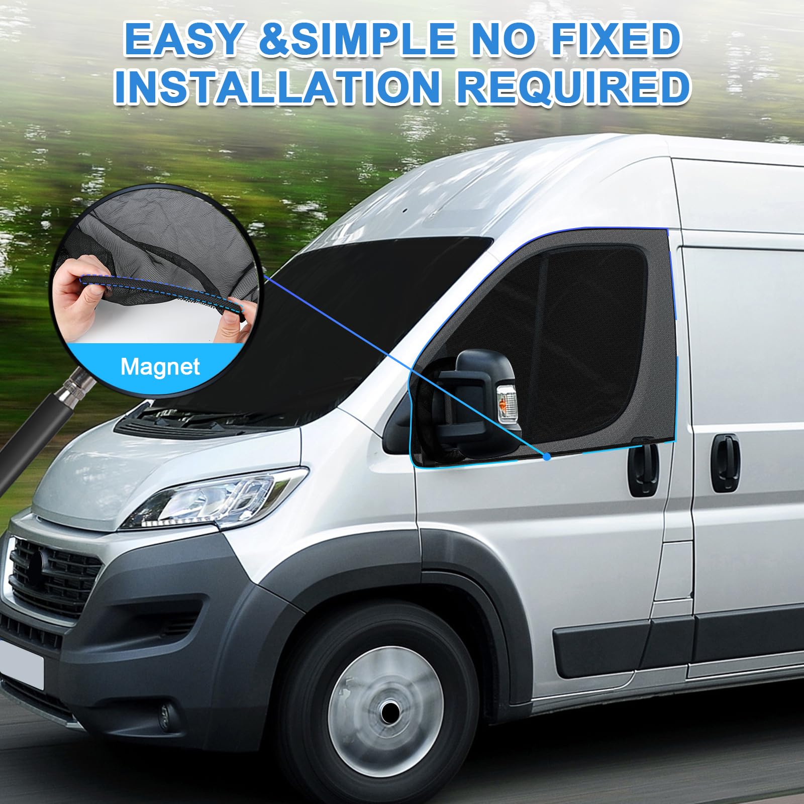 Zanzariera Magnetyczna Fiat Ducato Peugeot Boxer Citroen Relay 2006-2025, Zestaw 2 Sztuk