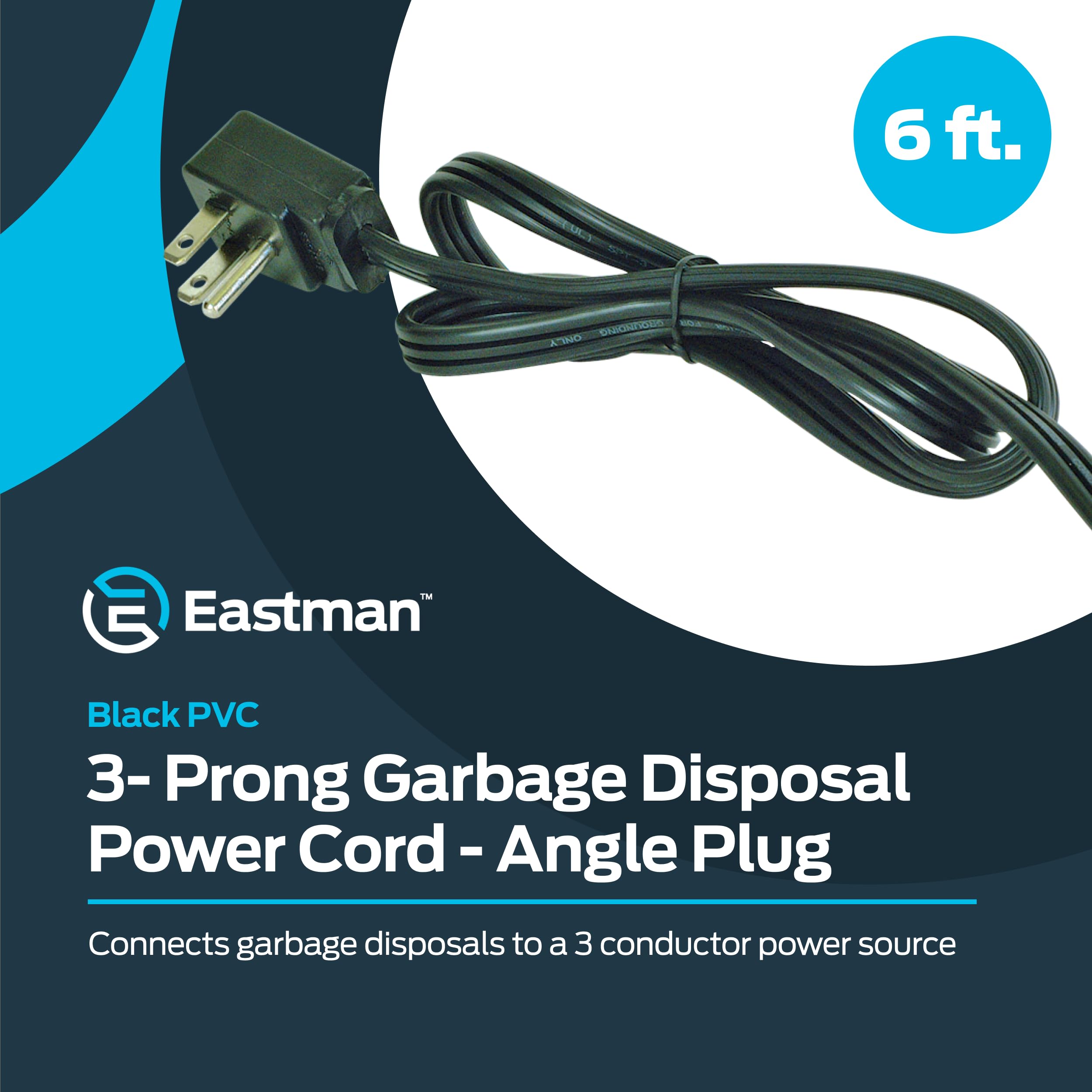 Eastman 6 Feet Angled Pigtail Appliance Cord, 13 Amps 16/3