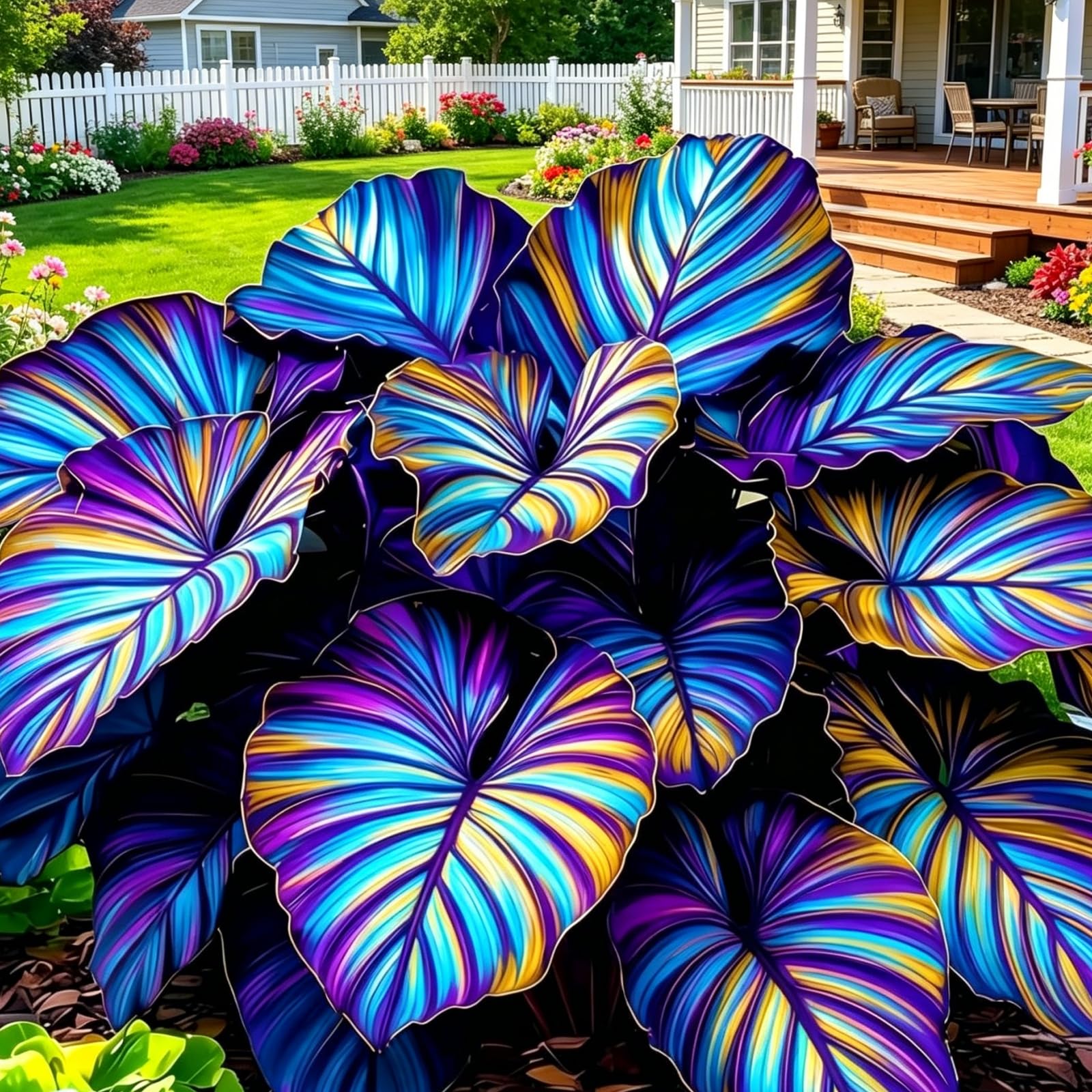 Giant Elephant Ear Bulbs for Planting-Hardy Perennial,Excellent Display,Large Foliage,Tropical Decor for Outdoor Gardens-2bulbs-A