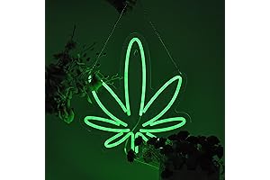 Neon Green Leaf Weed Sign