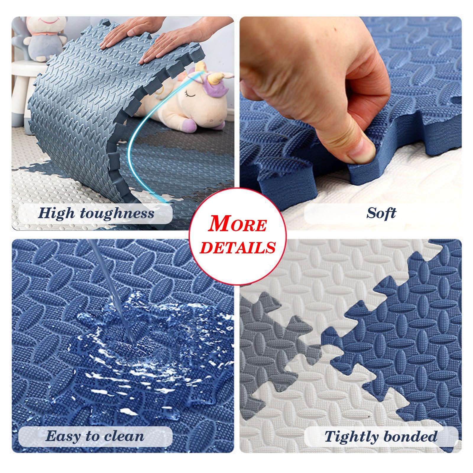 12Pezzi di Moquette Puzzle Ad Incastro Superficie Protezione per Pavimenti Tappetini A in Schiuma PE