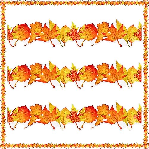44 piezas de 50.5 pies de borde de hoja de arce de otoño para el día de Acción de Gracias, color naranja con 15 puntos de pegamento para el aula,