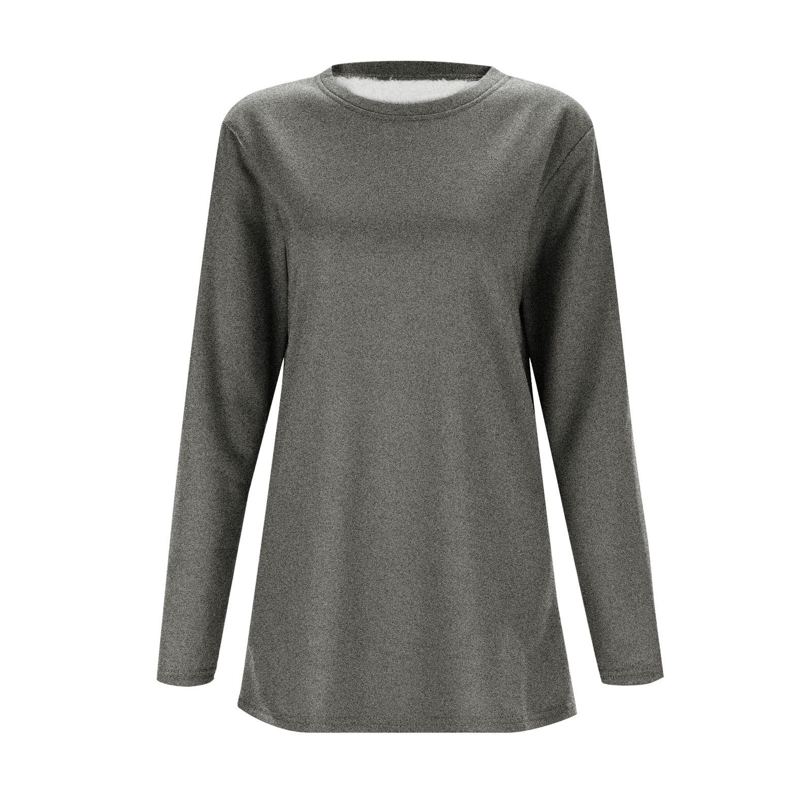 Generisch Calda canottiera da uomo comoda, casual, tinta unita, girocollo, maniche lunghe, in pile, con elastico in vita, spessa, calda con maglietta da sci da donna