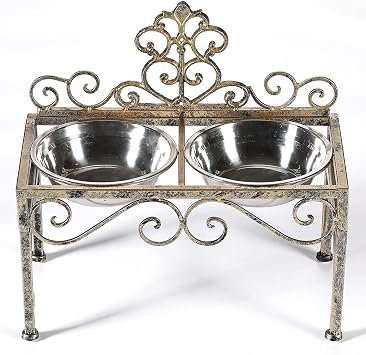 Elevated Dog Bowls for Large Dogs, Metal Raised Dog Feeder, Lifted Dogs Dish Stand with Double Stainless Steel Bowls for Food