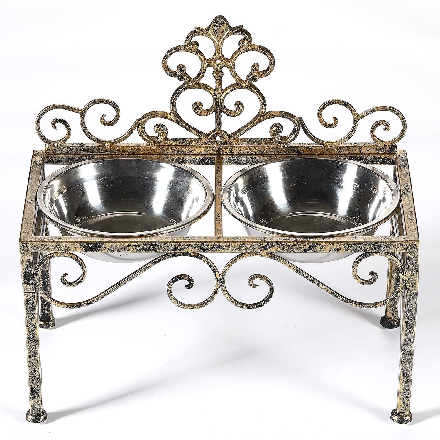 Cuencos elevados para perros grandes, comedero elevado de metal para perros, soporte elevado para platos para perros con cuencos dobles de acero inoxidable para comida y agua, soporte alto para cuenco