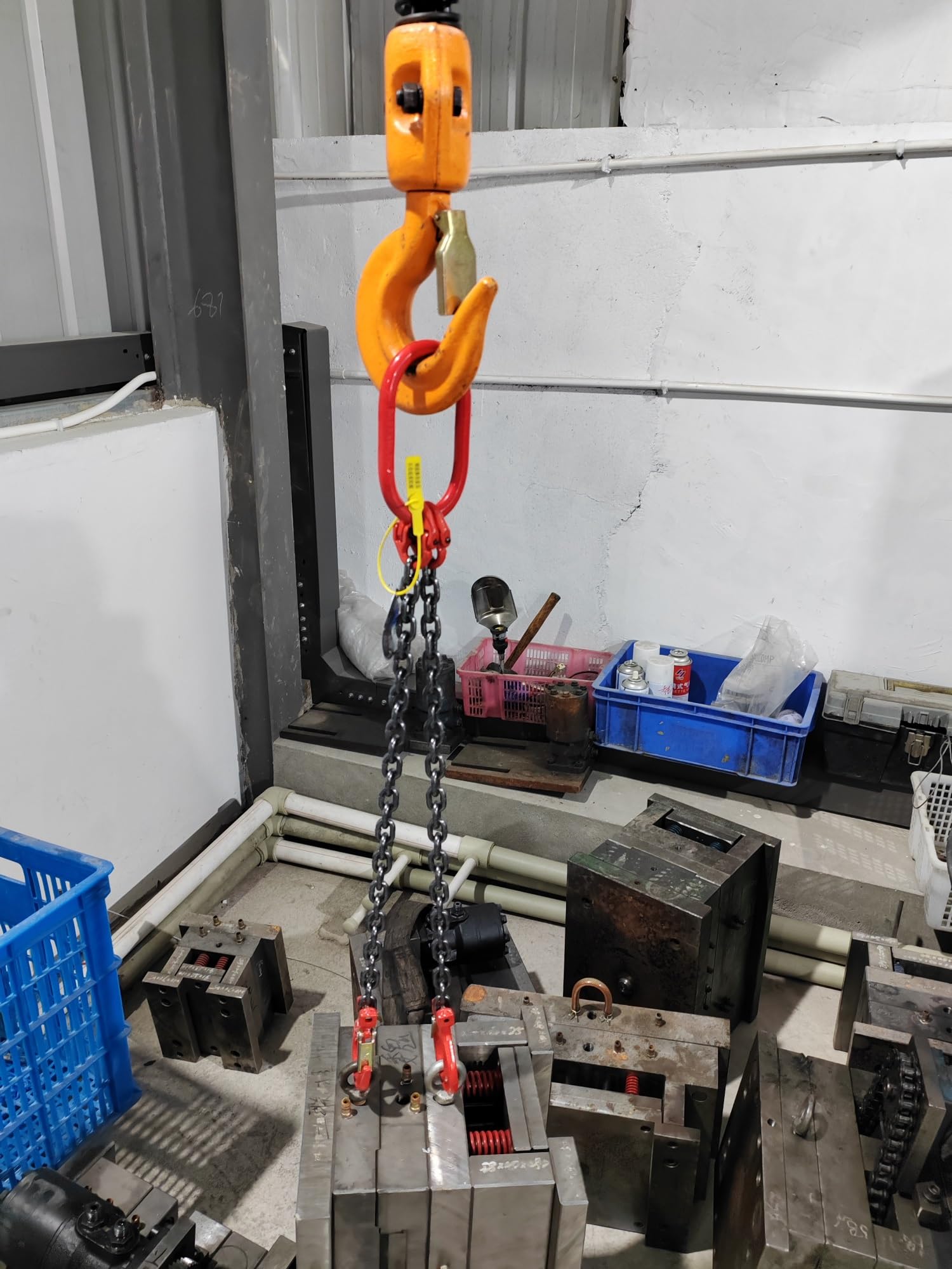 Catene di sollevamento, catena da 1,5 cm con ganci di bloccaggio, capacità di 3 tonnellate, resistenti, per sollevamento pesi industriale per edilizia e movimentazione carichi, catene da appendere in