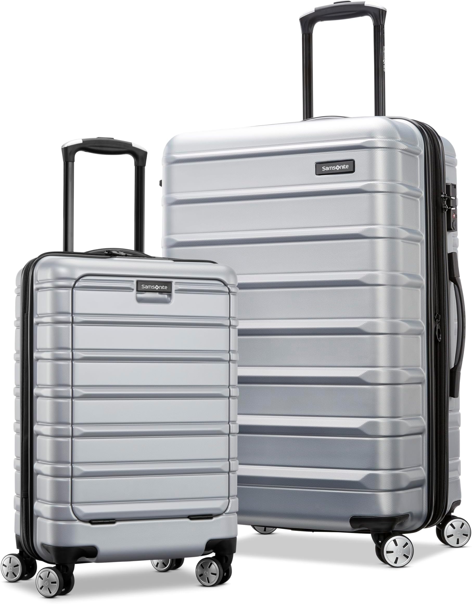 Omni 2 Pro Hardside Expandable Luggage with Spinner Wheels, PRO 2PC SET (CO/M), Arctic Silver