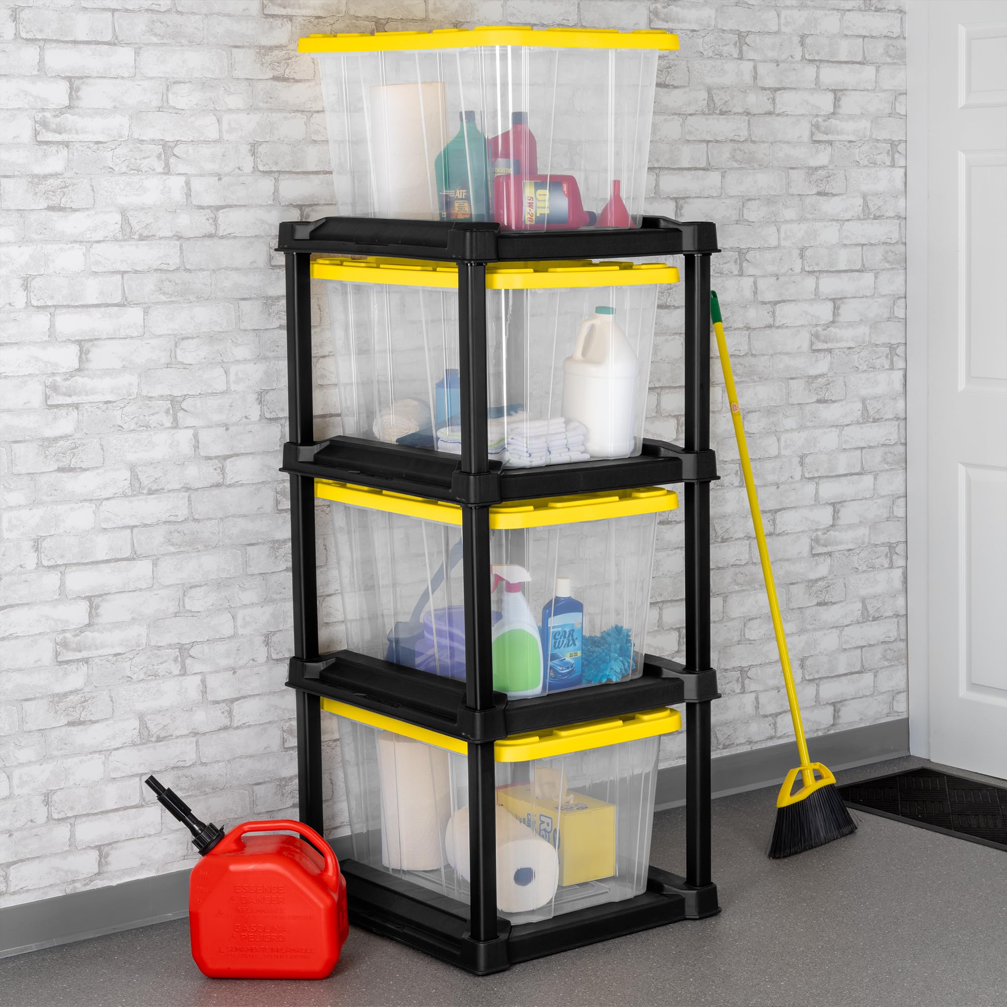 Amazon.com - Sterilite 4-Tier Tote Rack & 4-Pack 27 Gallon Storage