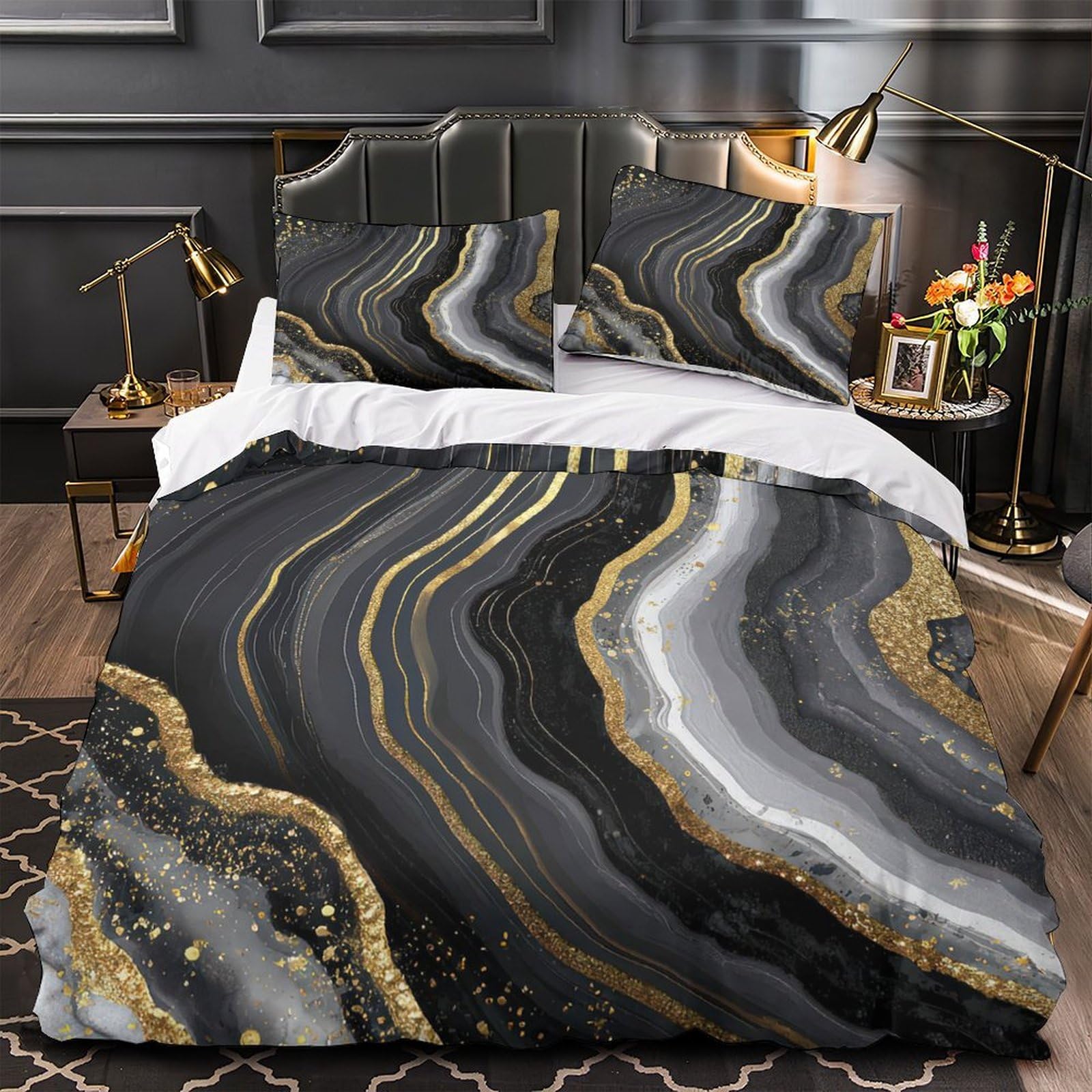 Housse de Couette 3D Art du Chat Noir en Microfibre Ultra Douce