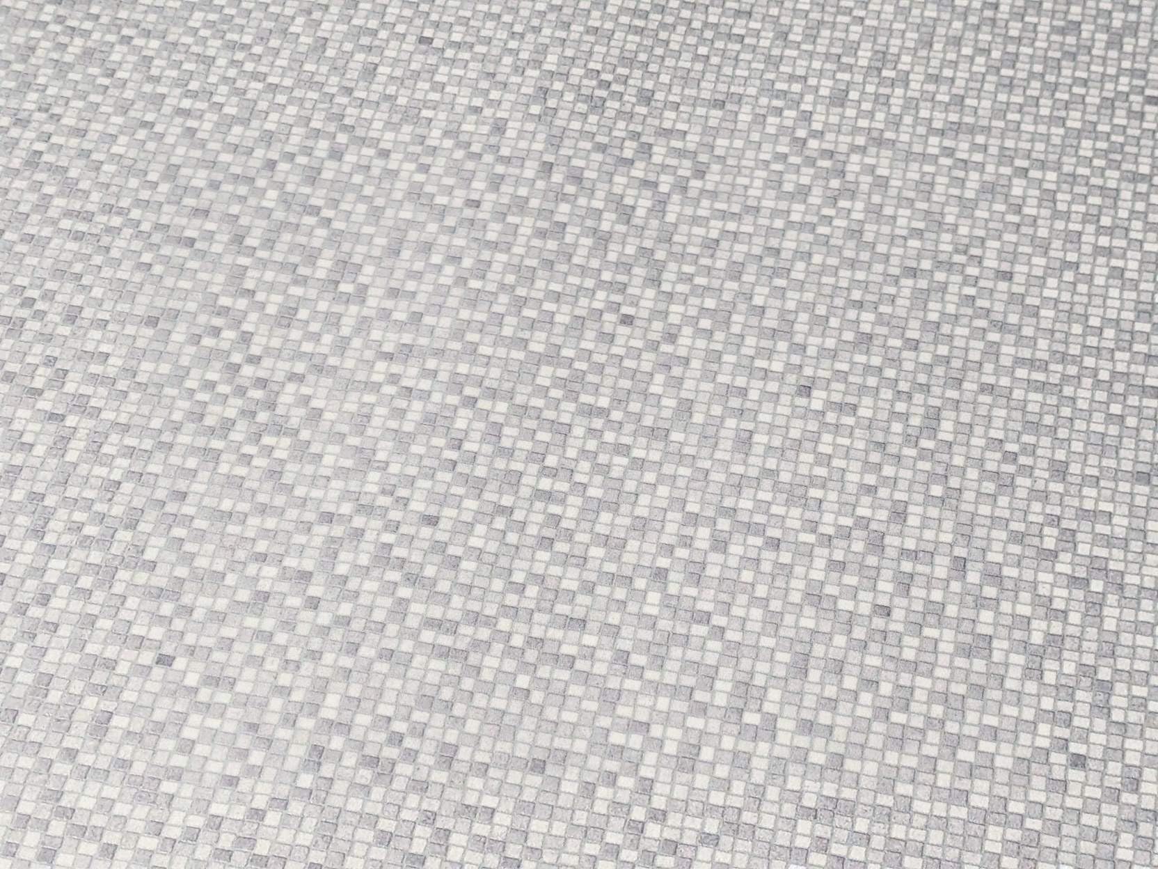 PVC Bodenbelag Vinylboden in silber grauen Kästchen, Zuschnitt (2m breit / 3m lang)