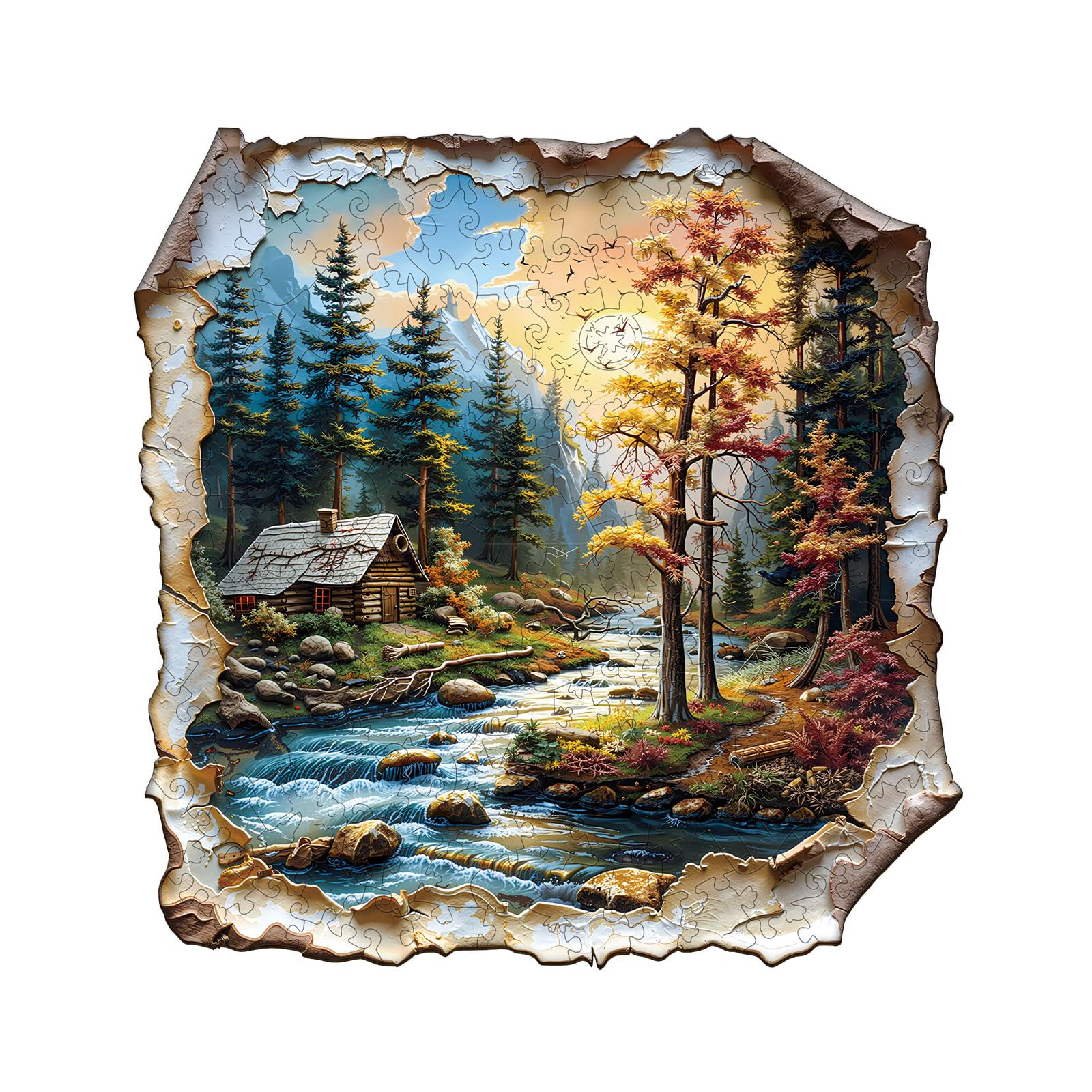 Jigfoxy Autumn Wooden Jigsaw Puzzles for Adults, 265pcs Unique Animal Shape Wood Puzzles, Birthday Gifts for Family Friend with wooden box(12.6 * 12.4in)