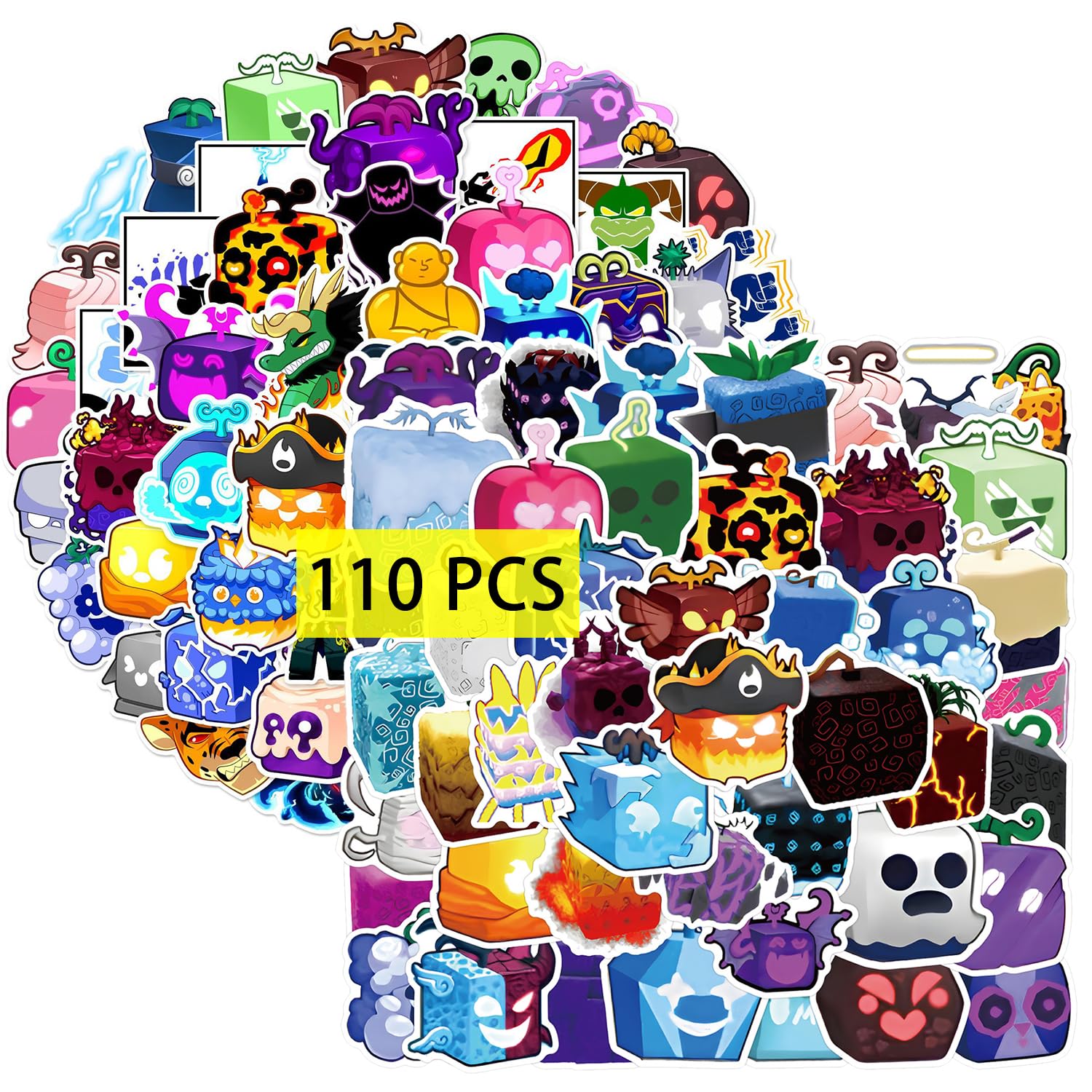 Fruits Game Stickers (110 Pcs) Video Game PVC Sticker, Gifts for Laptop Water Bottle Skateboard Party Supplies Decorations Teens Kids