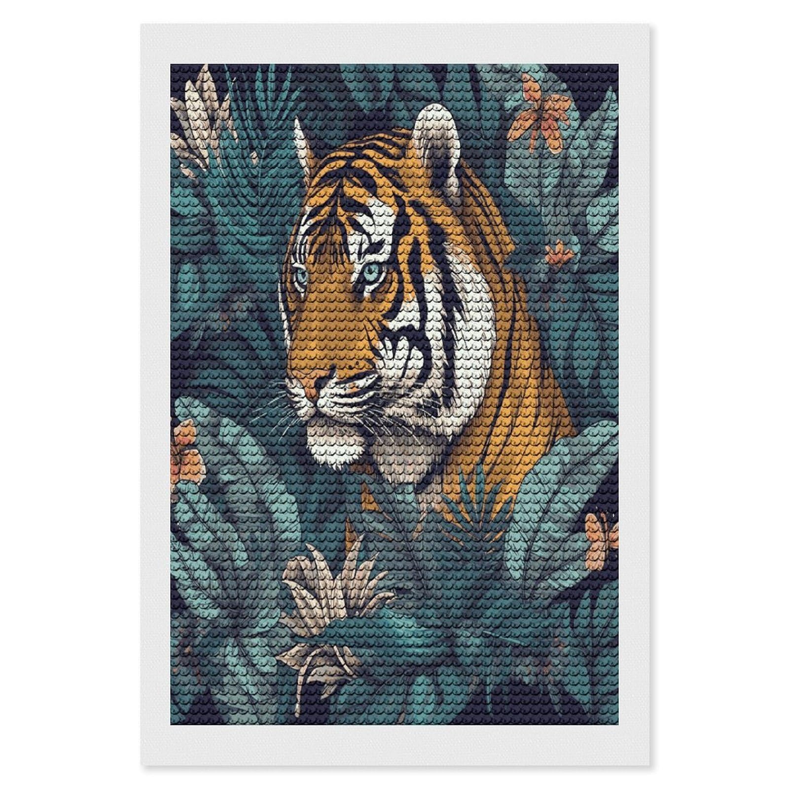 LDGSUPH Tropical Tiger Diamond Painting Kits for Adults Paint with Diamond Pictures Art DIY Full Drill Diamond Dots Painting Personalized Diamond Photo for Home Wall Decor Gift 8"x12"