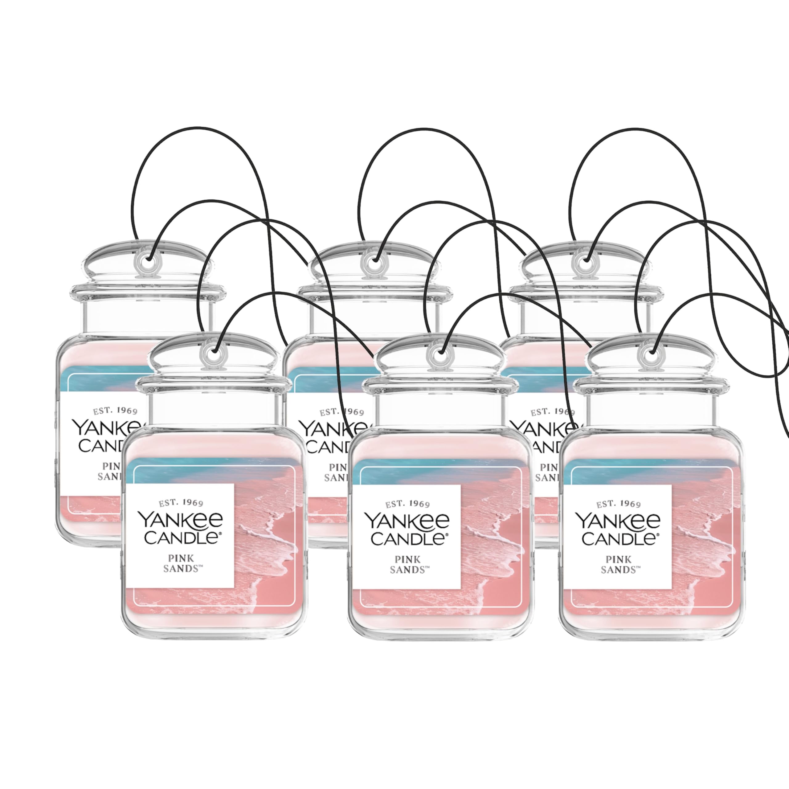 Yankee Candle Deodoranti per auto, da appendere, barattolo Ultimate, neutralizza gli odori fino a 30 giorni, sabbia rosa, 27,2 g (confezione da 6)