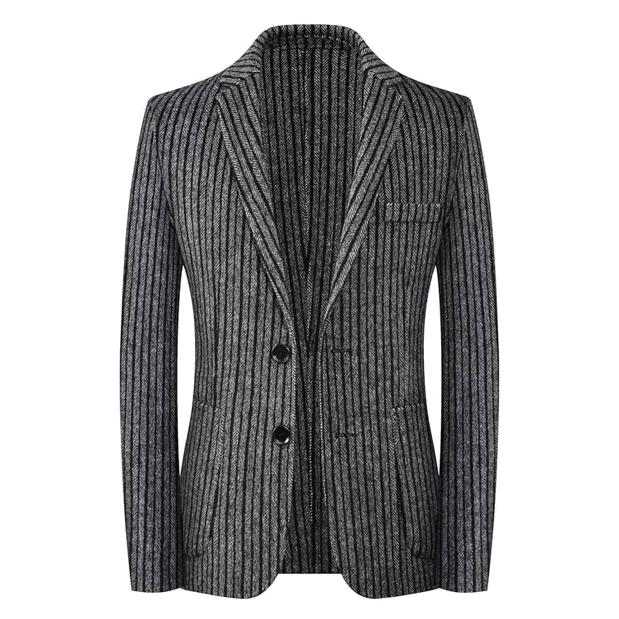 Men's Vintage Wool Blend Blazer 2 Button Casual Pinstripe Men's Vintage Wool Blend Blazer 2 Button Casual Pinstripe