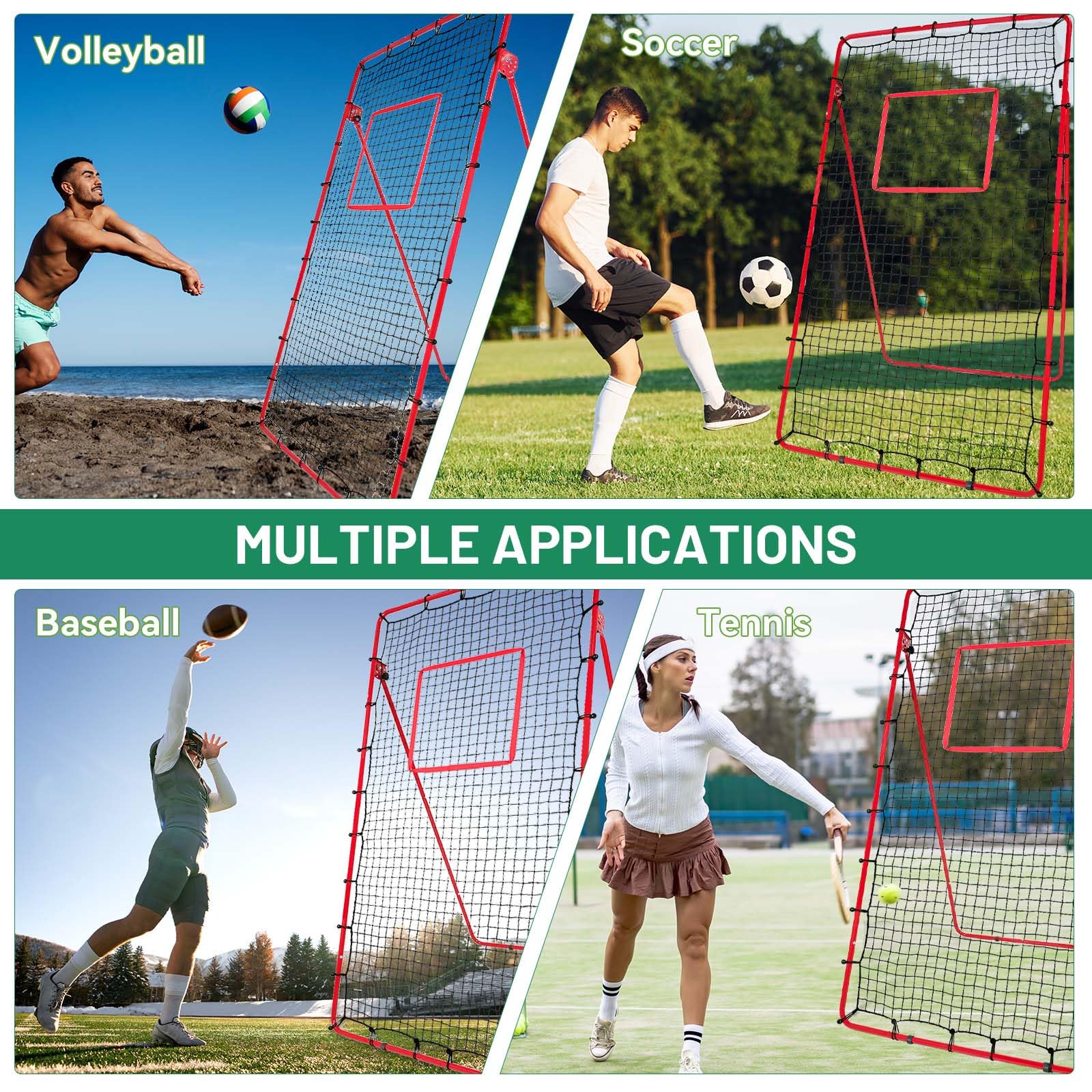 équipement Sportif Arrière-cour Filet Rebond Volleyball BAGAIL - 2,1x1,2m, 5 Angles Réglables équipement Sportif Arrière-cour Filet Rebond Volleyball BAGAIL - 2,1x1,2m, 5 Angles Réglables