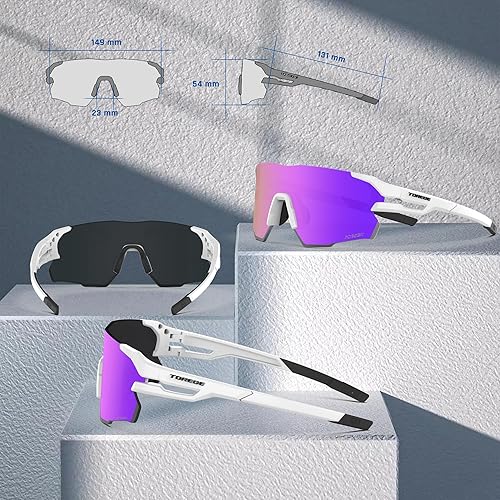 Miniatura 5 de TOREGE Z87 - Gafas de sol deportivas para hombre y mujer, protección UV, ideales para ciclismo, pesca, béisbol, correr, golf y hombre de hielo