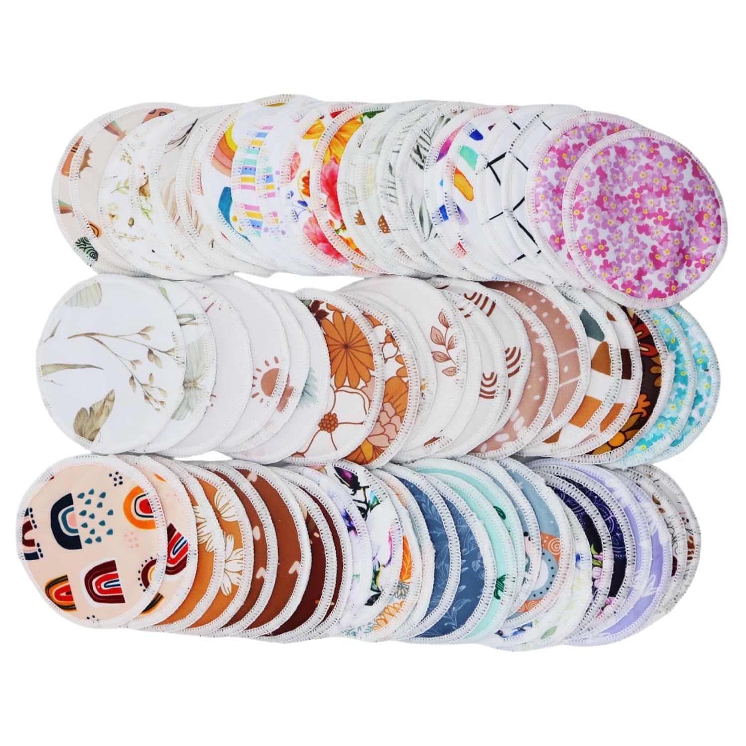8 pcs(4 Pairs) Random Prints Breast Pads for Nursing Mothers, Reusable and Washable with 1 Bag(8 pcs randomprints with1 Bag)