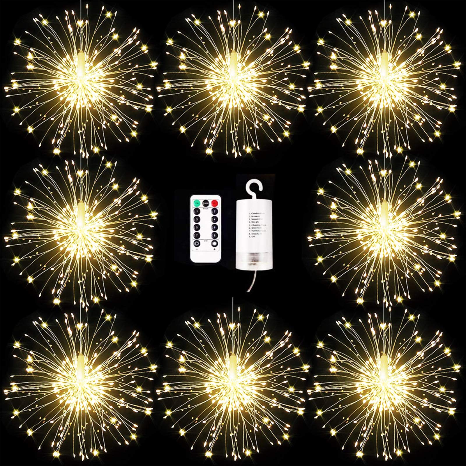 Luci Fuochi d'Artificio Fatate Natalizie da Esterno,Catena Luminosa Filo di Rame con 120 LED,Luci Addobbi Natalizi Stringa Lampada 8 modalità