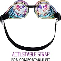 Vista 48 de Gafas caleidoscopio para raves trippy psicodélico steampunk con lentes de cristal de difracción de prisma arcoíris Negro