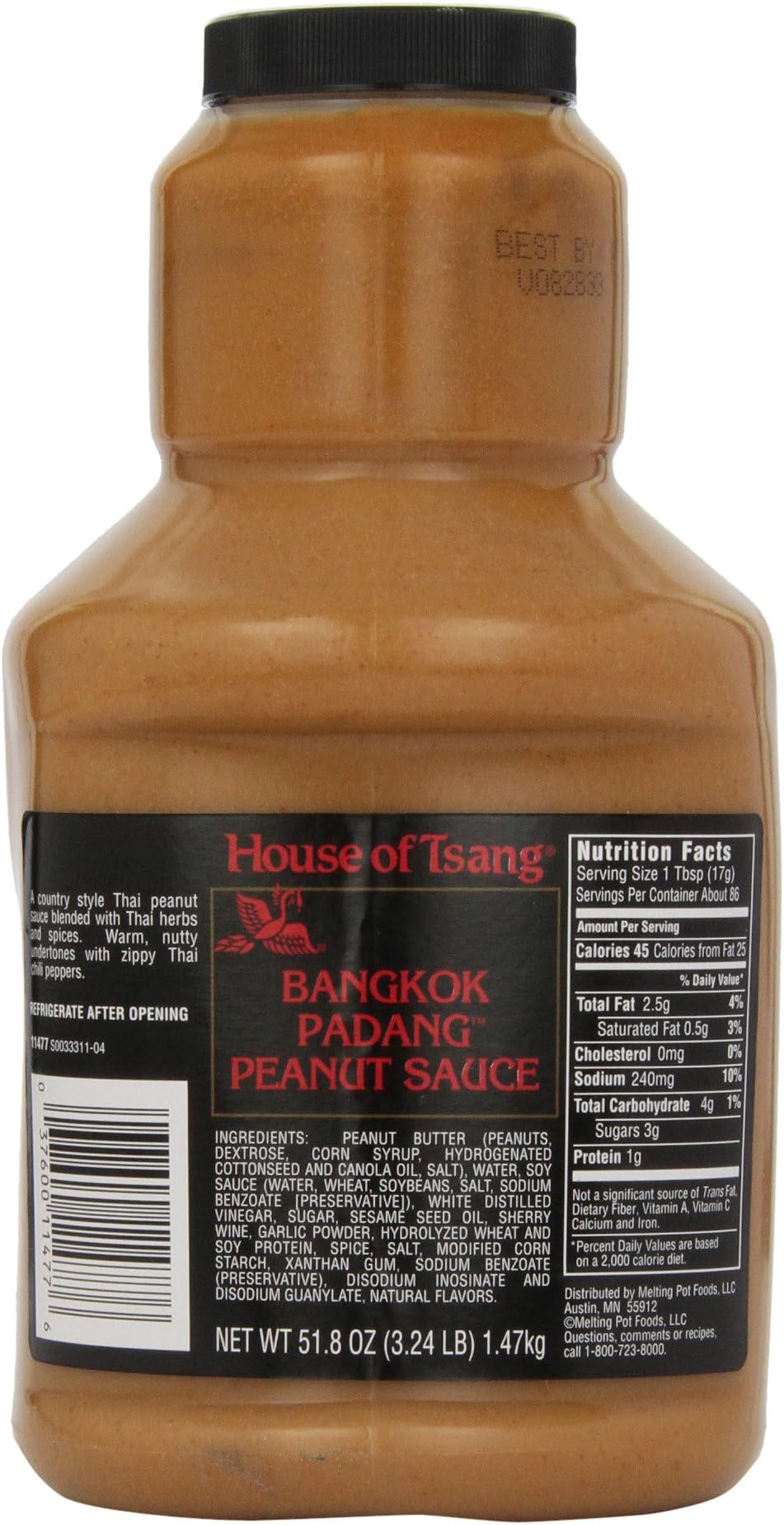 House of Tsang Bangkok Padang Peanut Sauce, 51.8 ounce (1 pack)