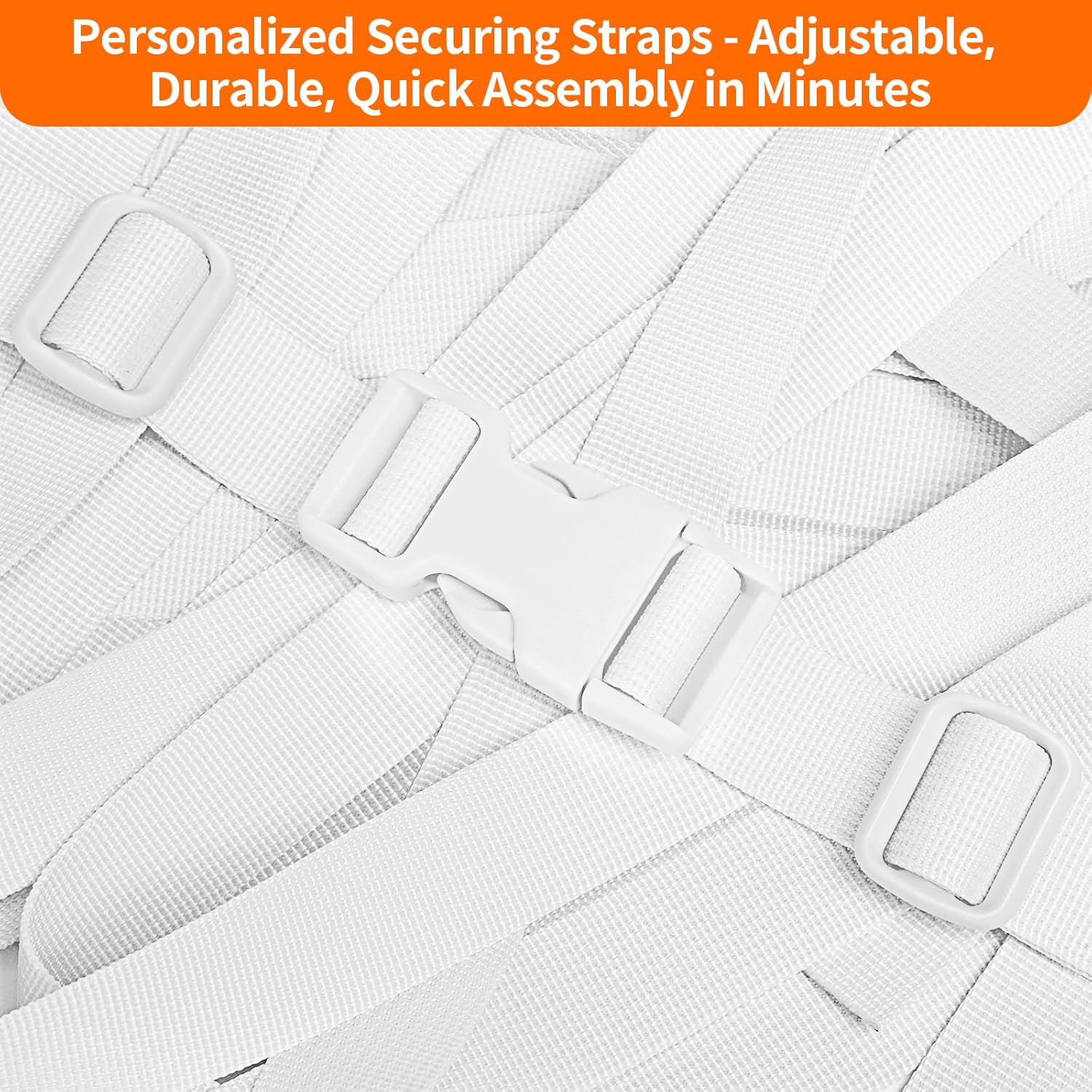 Buckle and Strap Set, 10 Yards Polyester Webbing Strap with 6 Dual Adjustable Side Release Plastic Buckles, 12 Pieces Tri-Glide Slider Clips for Custom Projects (Everyday Series 1 Inch, White) - Image 2