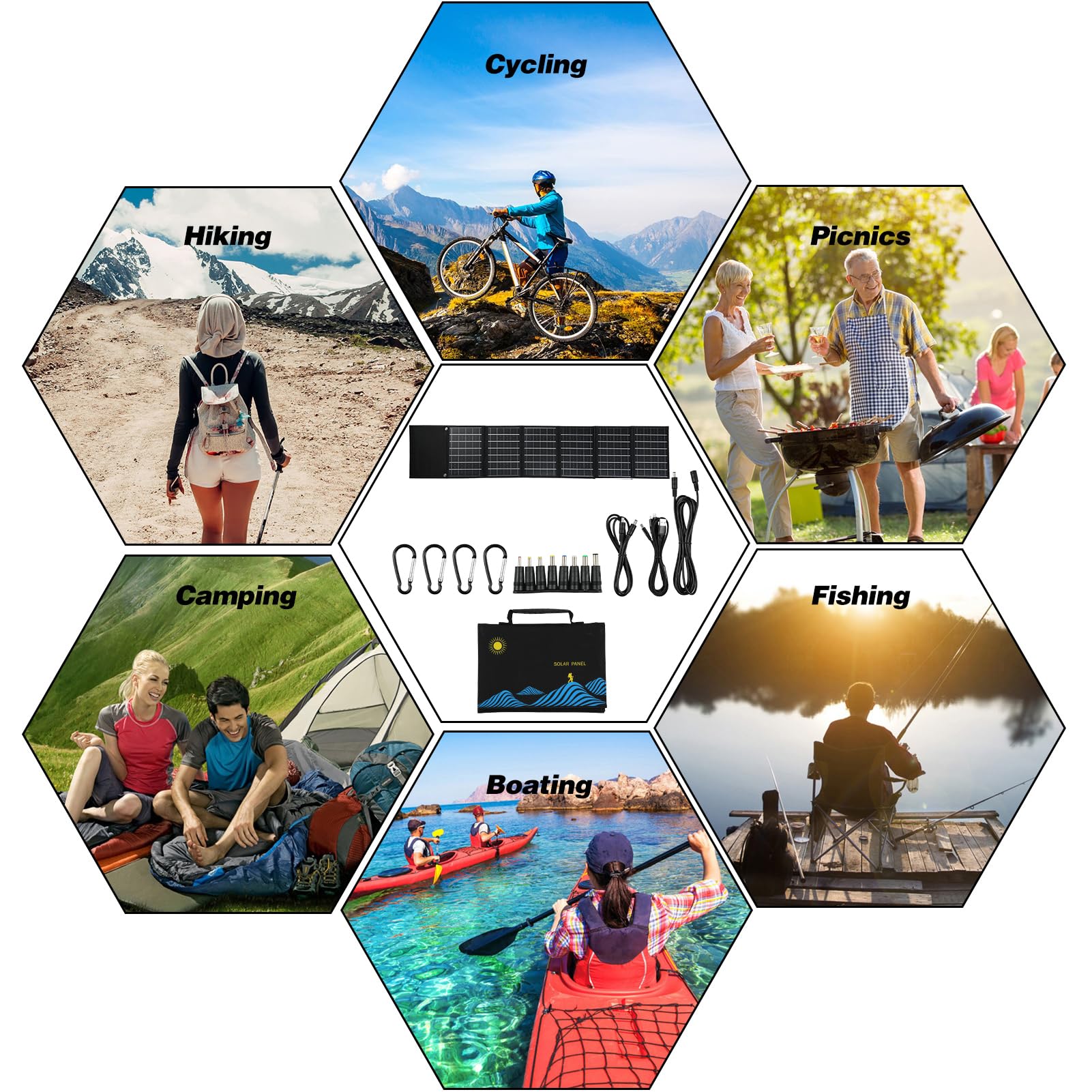 Pannello R 6 volte 50W | Portable Dual USB & DC Output R Power Bank | Caricatore R pieghevole per escursionismo all'aperto, arrampicata, campeggio, picnic (50 W)