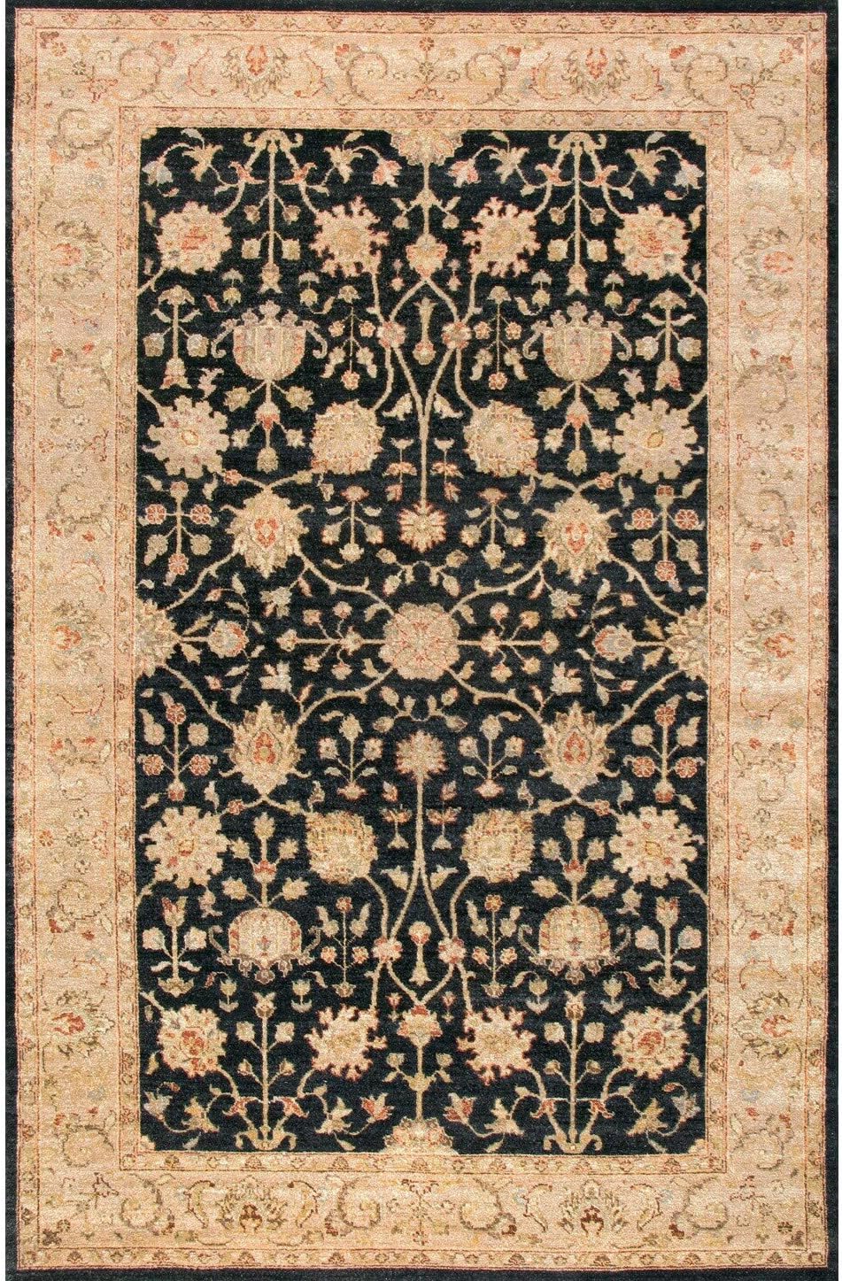 Rugstan Hand Knotted Ziegler Black Beige Vegetable Dyes