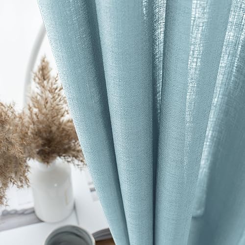 Miniatura 8 de Melodieux - Cortinas semitraslúcidas azules de 84 pulgadas de largo para sala de estar y dormitorio, de lino con ojales, 52 por 84 pulgadas (2