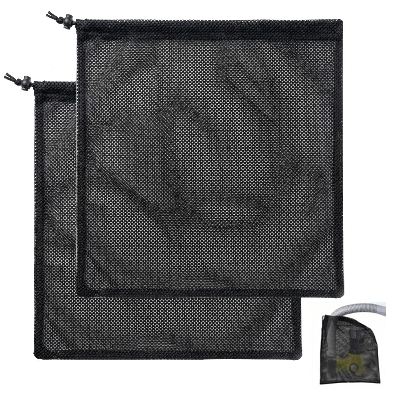 2 Pack Pond Pump Filter Bag 47 x 47 cm, Pump Barrier Bag with Drawstring, Heavy Duty Mesh Bag for Water Pump Protection, Pond Pump Filter Mesh Bag for Fish Ponds, Fountains, Water Gardens & Pools