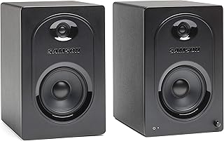 SAMSON Media One M50 Active Monitor Speaker Pair (Multimedia Speaker System, 2 x40W, Bass Boost, 50Hz-20kHz, 83dB, 5-inch Polypropylene Woofer, Class AB Amplifier) black