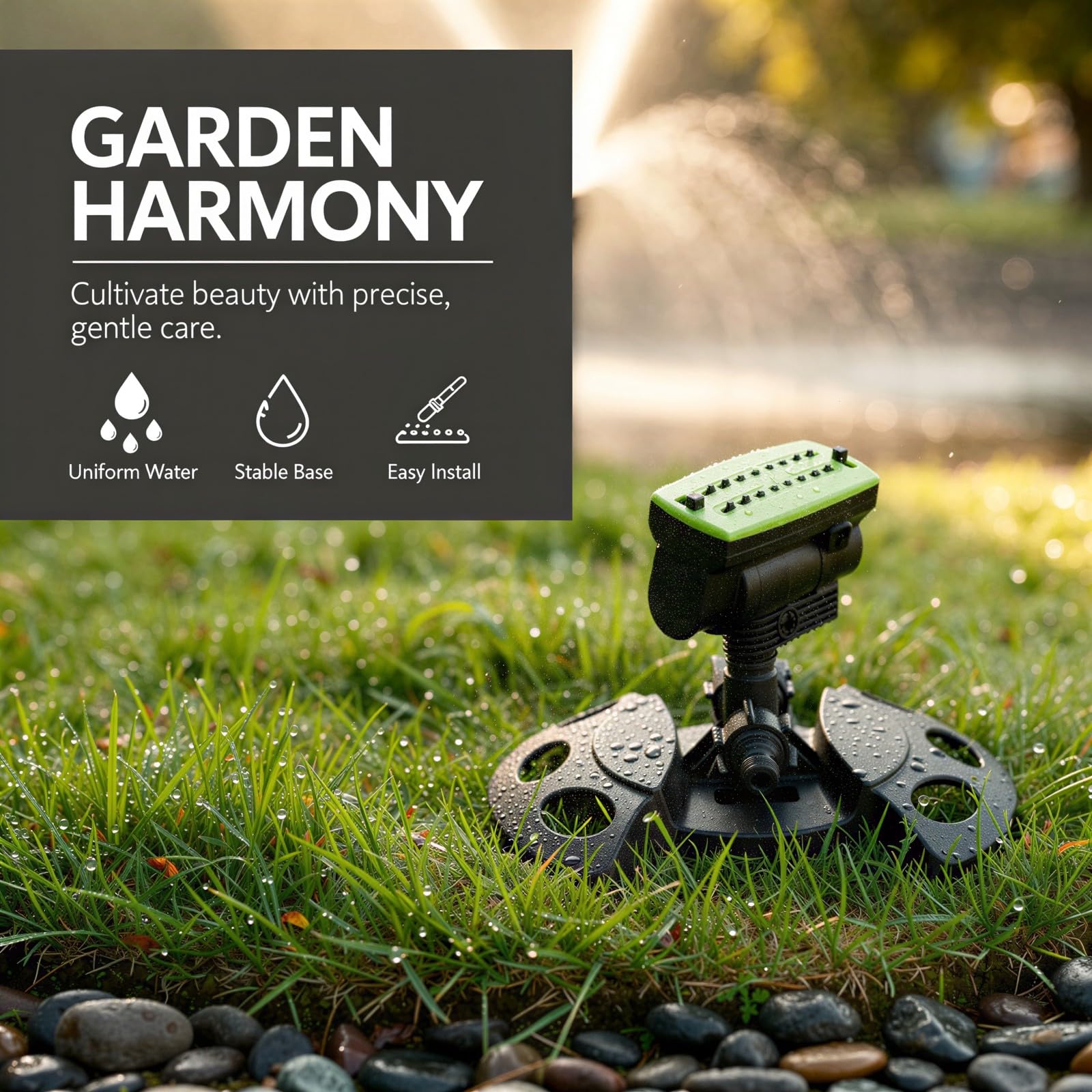 Oszillierender Turm-Sprinkler, 16-Düsen Sprüher aus ABS-Kunststoff für Rasen und Garten, Verstellbarer Drehkopf für gleichmäßige Abdeckung, 25,1 x 20,1 x 11,4 cm, sparsame Bewässerung
