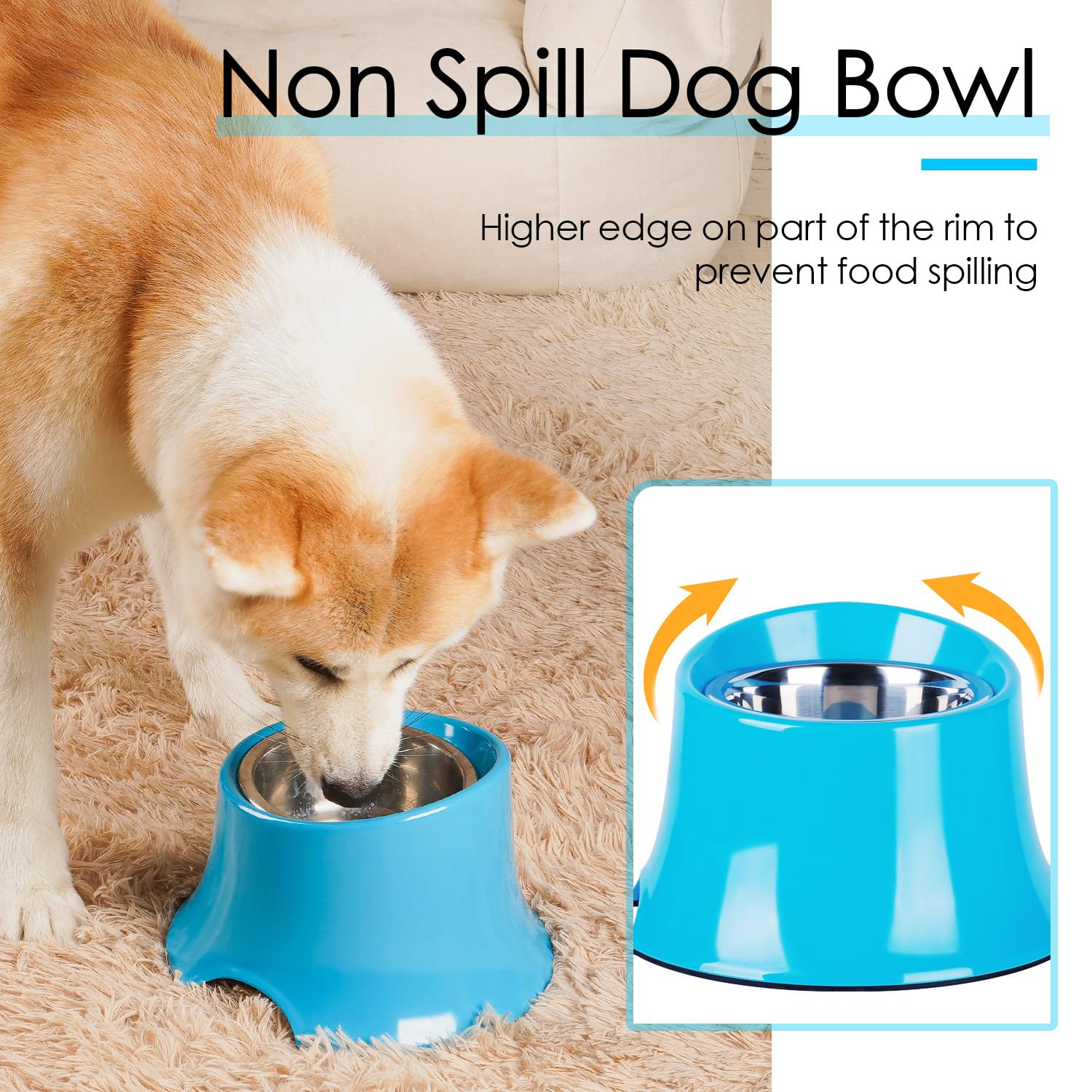 Super Design Comedero elevado para perros para comida y agua, pequeño, color azul