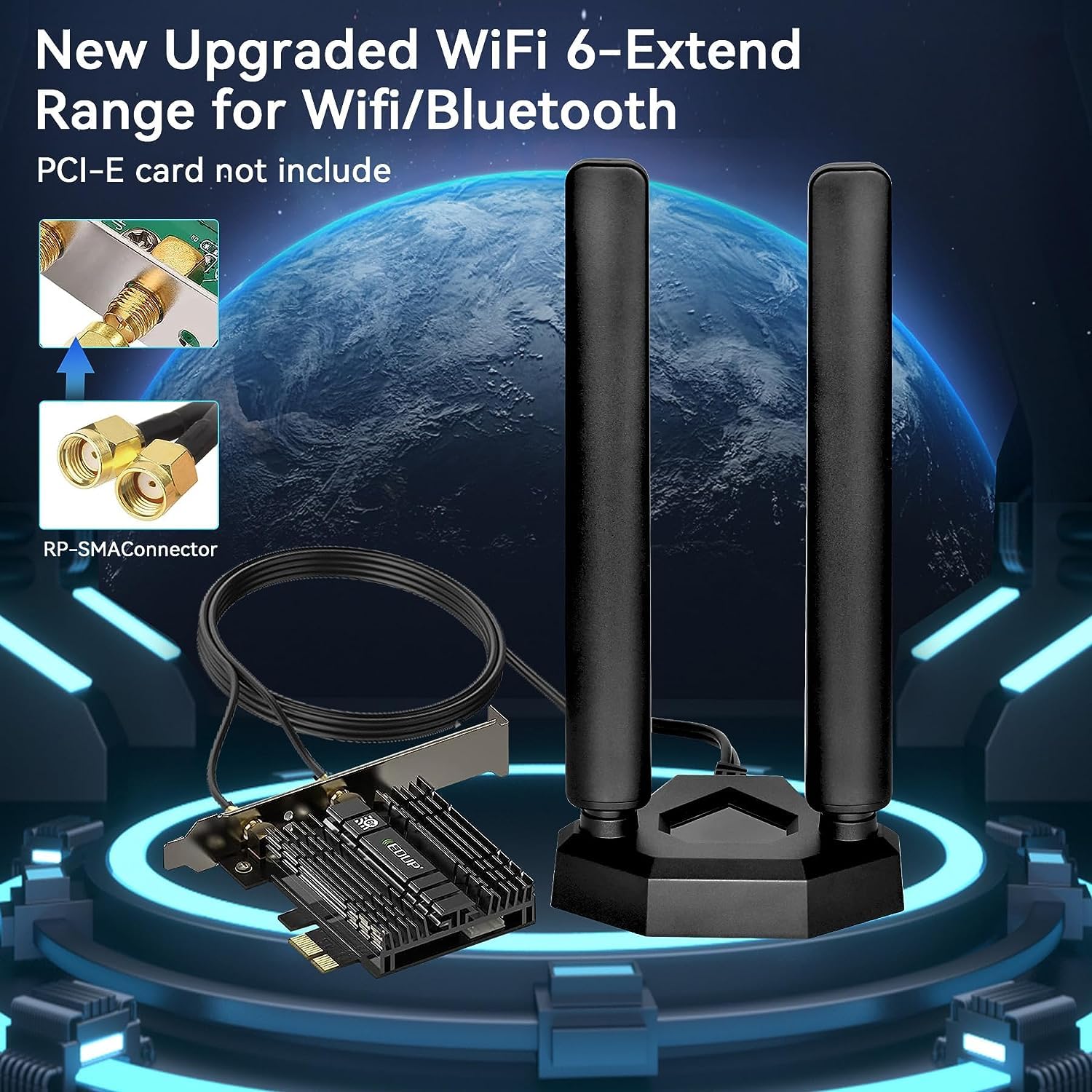 Tri Band Antena WiFi 6E 8dBi 2,4 GHz 5,8 GHz 6 GHz WLAN Z Podstawą Magnetyczną RP-SMA, Kompatybilna Z Bezprzewodowym Routerem Bluetooth, Kamera Bezpieczeństwa