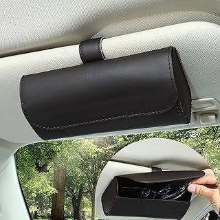 fashion mania Universal Car Sunglass Case Holder with Hidden Magnetic Closure,Leather Glasses Storage Case for Vehicle Visor Accessories